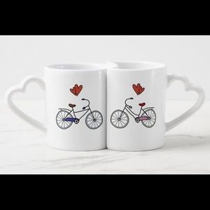 Couple  Mugs - heart handle - 11 oz